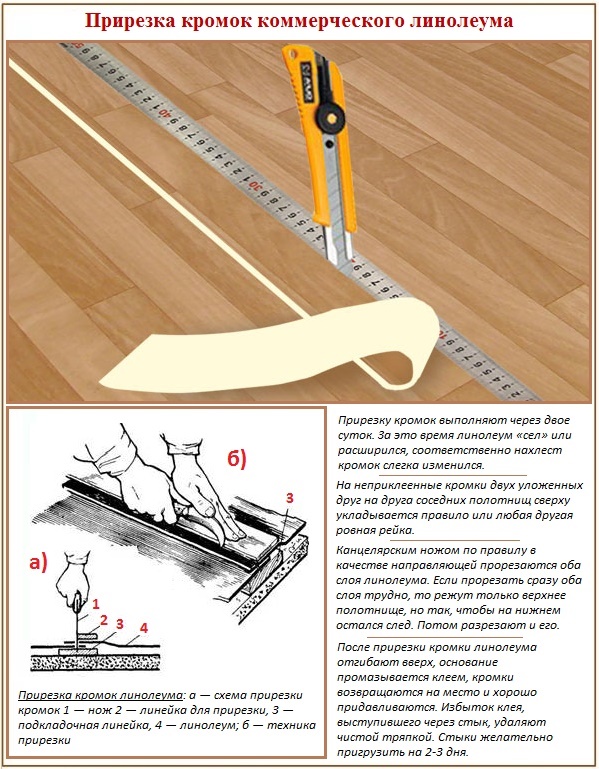 Paano maayos na i-cut ang mga sutures ng linoleum