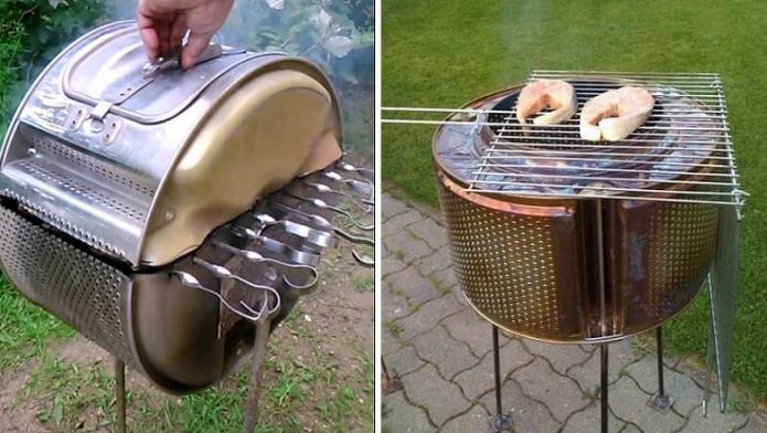 Barbecue mula sa drum ng isang washing machine